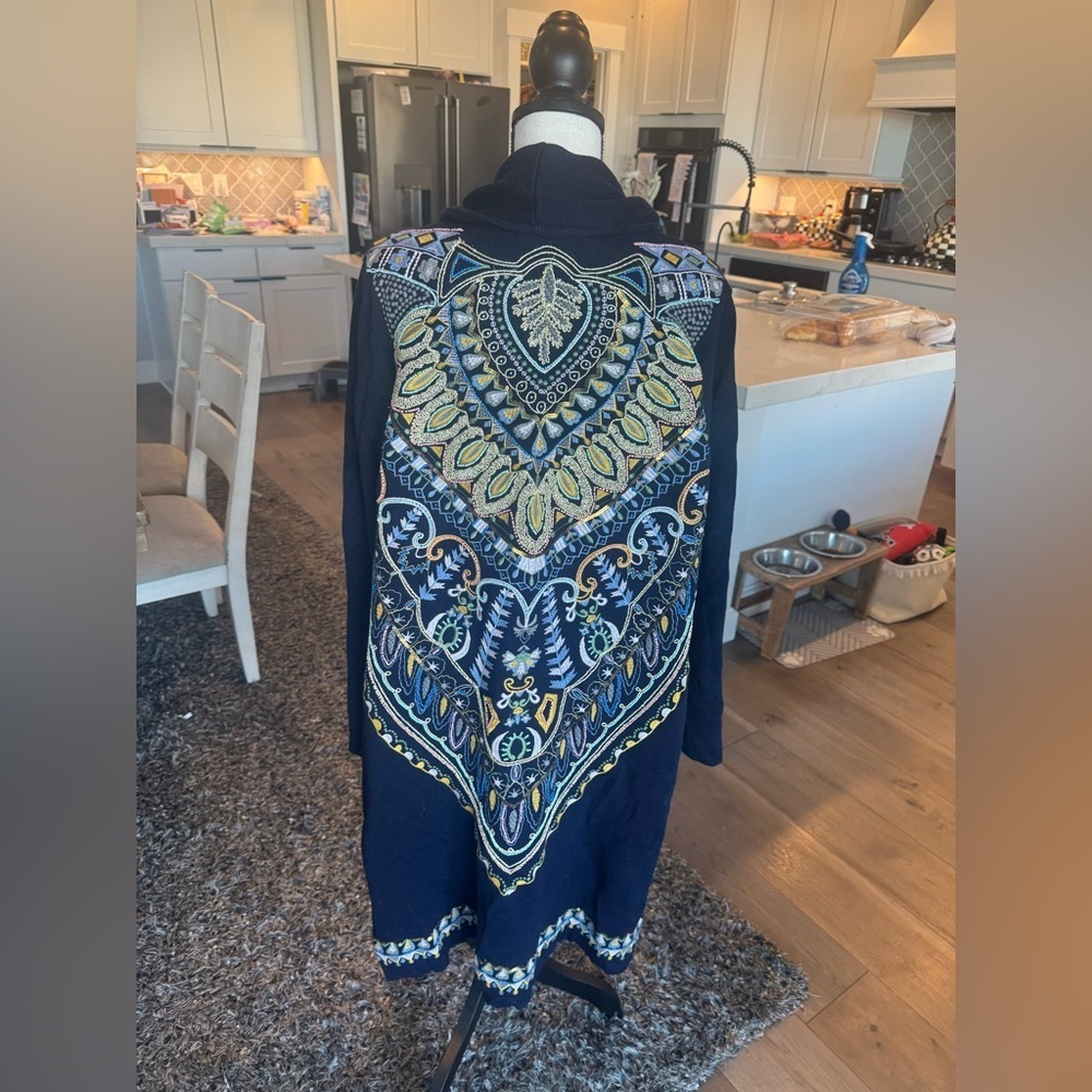 Soft Surroundings Embroidered Open Front Cardigan Duster size 2X - Picture 1 of 6